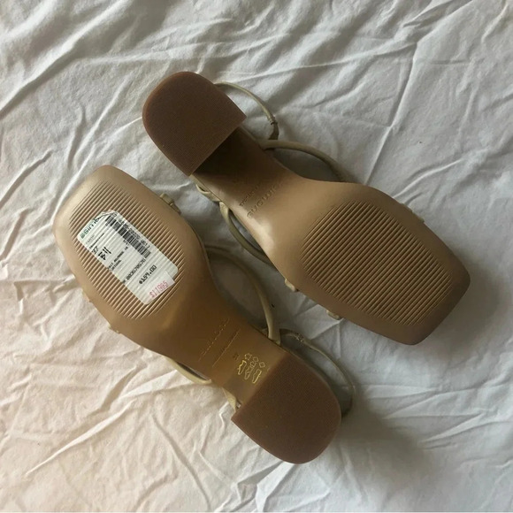 Simons leather multistrap sandals block heel size 37 ivory cream bridal - Picture 4 of 4